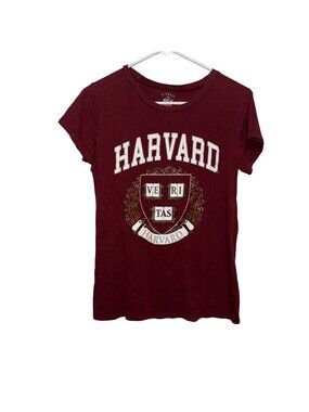 Harvard Burgundy Graphic Tee Shirt Womens Medium U-Trau Cotton Blend Made In USA